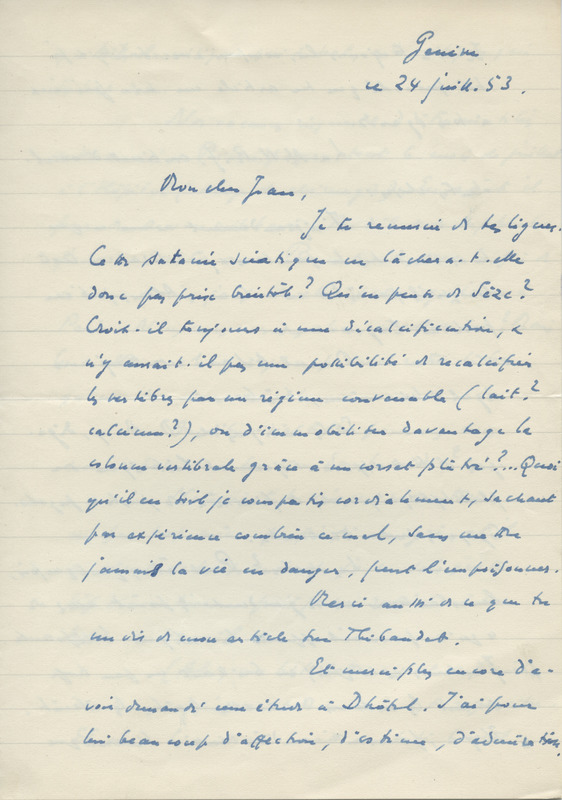 Lettre de Léon Bopp à Jean Paulhan, 1953-07-24