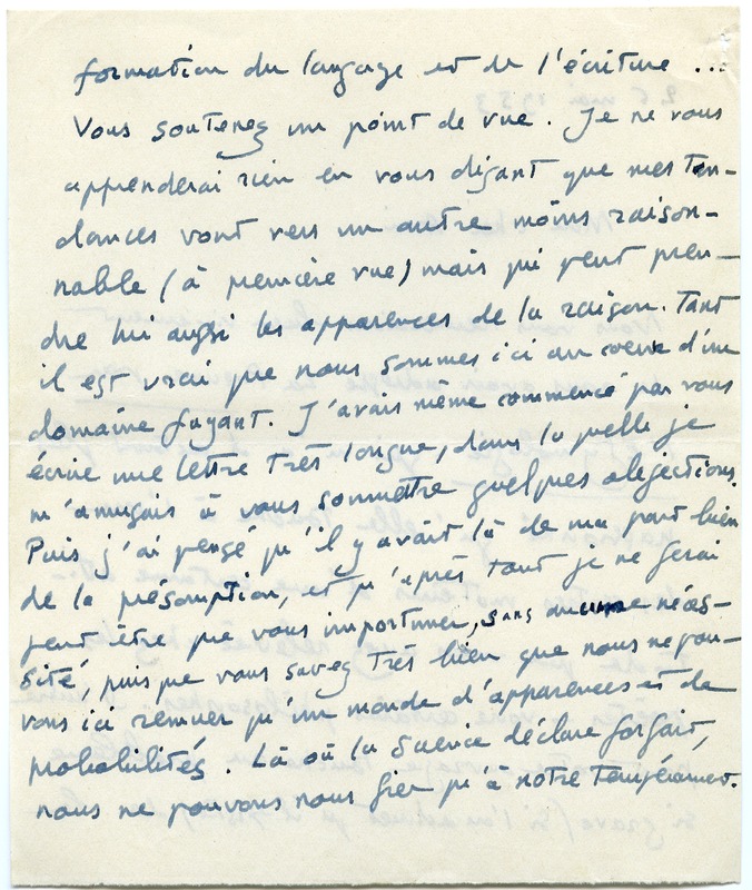 Lettre d'André Rolland de Renéville à Jean Paulhan, 1953-05-26