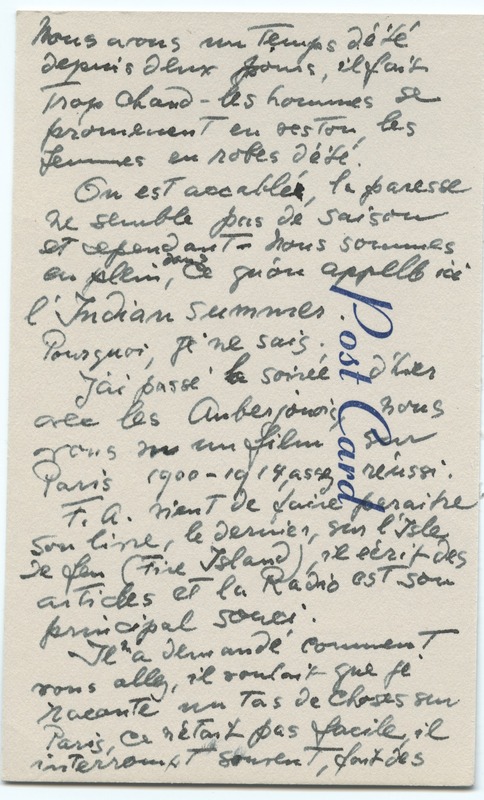 Lettre de Barbara Church à Jean Paulhan (31 octobre 1950)