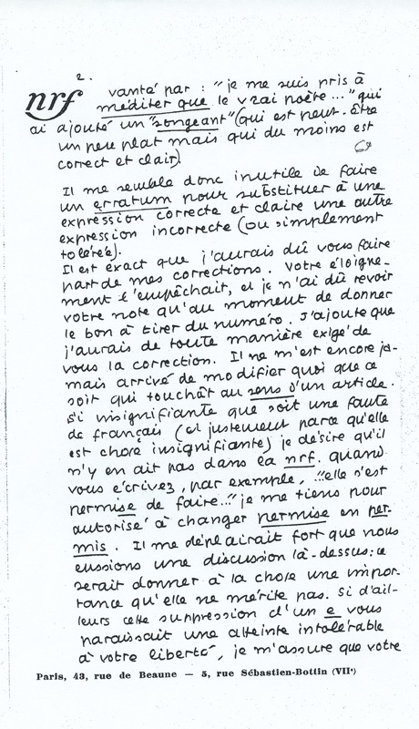 Lettre de Jean Paulhan à André Rolland de Renéville, 1936-09-02