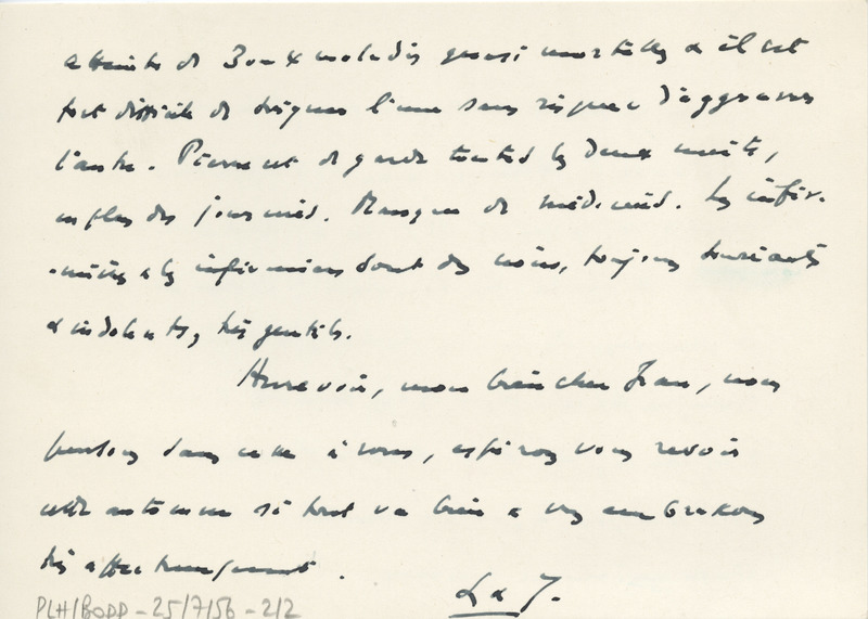 Lettre de Léon Bopp à Jean Paulhan, 1956-07-25