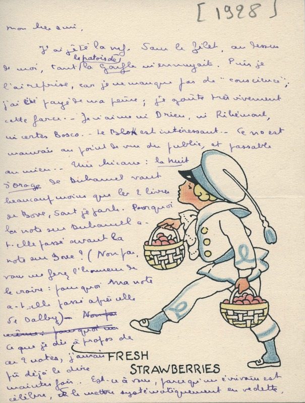 Lettre de Marcel Arland à Jean Paulhan, 1928 Lettre de Marcel Arland à Jean Paulhan, 1928