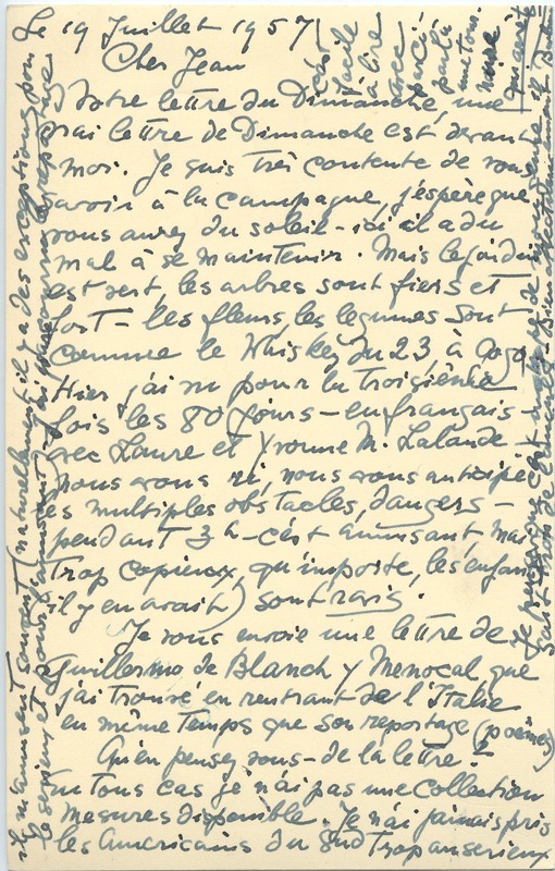 Lettre de Barbara Church à Jean Paulhan (19 juillet 1957)