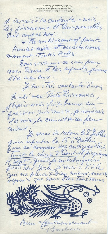 Lettre de Barbara Church à Jean Paulhan (20 juin 1953)