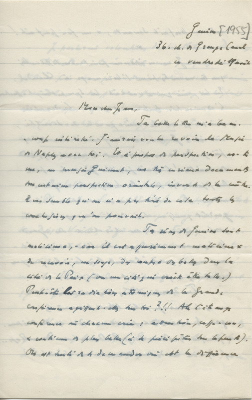 Lettre de Léon Bopp à Jean Paulhan, 1955-01