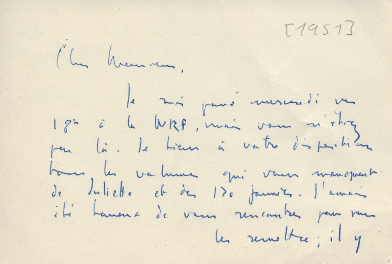 Lettre de Jean-Jacques Pauvert à Jean Paulhan, 1951