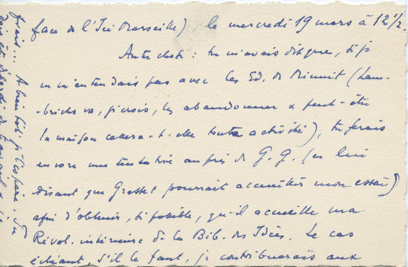 Lettre de Léon Bopp à Jean Paulhan, 1952