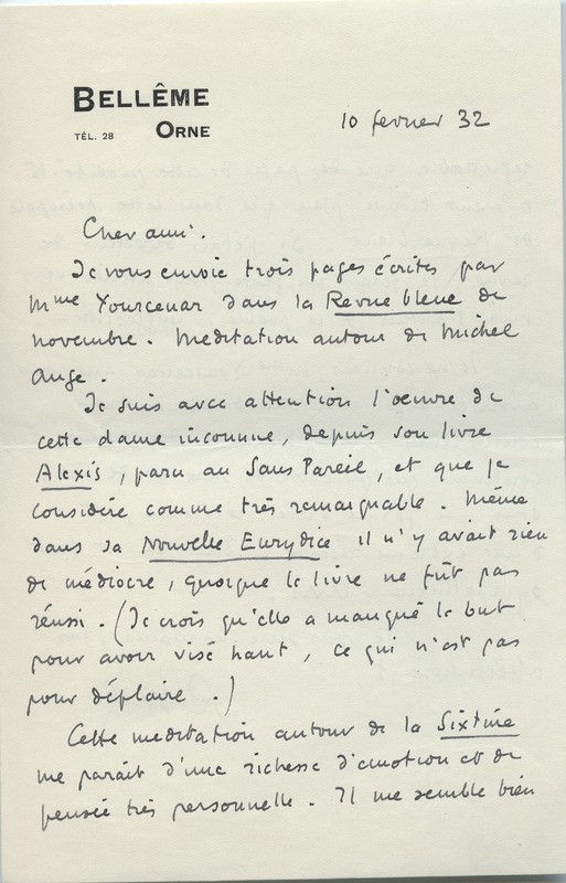 Lettre de Roger Martin du Gard à Jean Paulhan, 1932-02-12