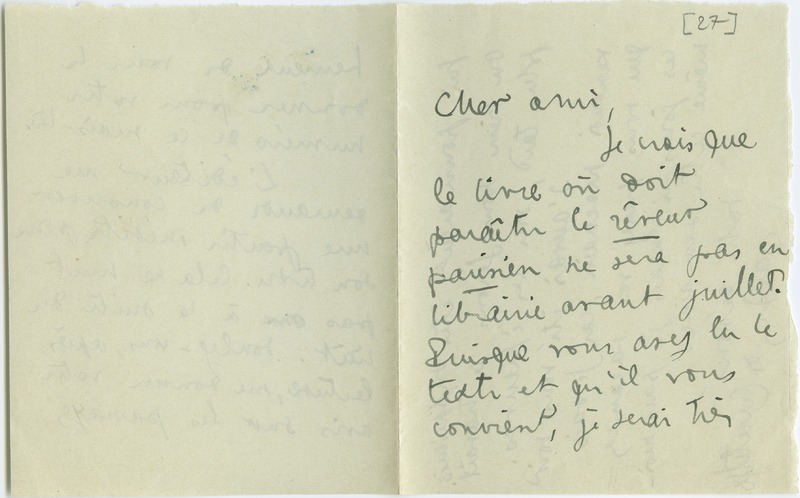 Lettre de Jacques de Lacretelle à Jean Paulhan (1927)