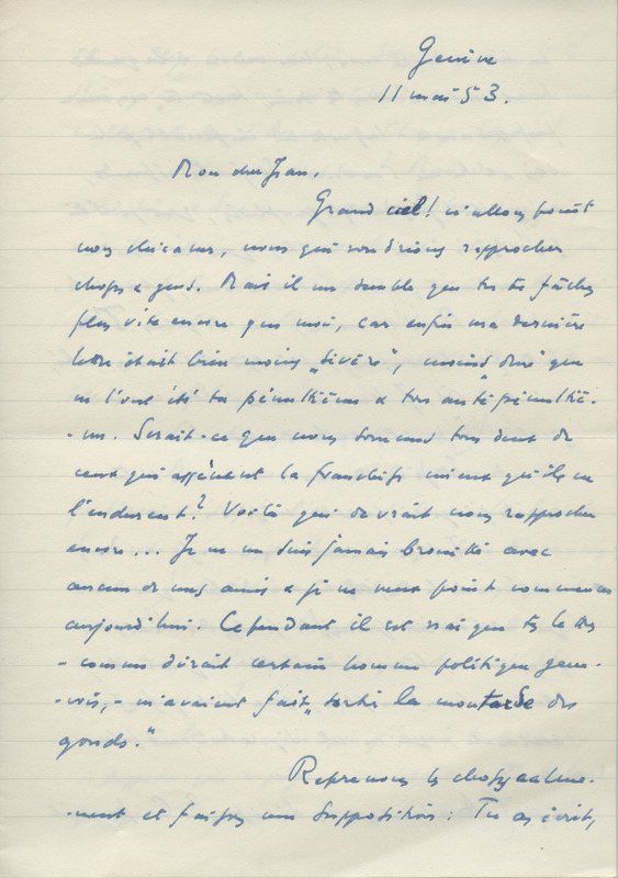 Lettre de Léon Bopp à Jean Paulhan, 1953-05-11