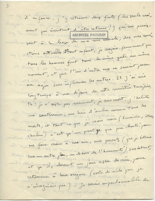 Lettre d'André Rolland de Renéville à Jean Paulhan, 1931-12-12 Lettre d'André Rolland de Renéville à Jean Paulhan, 1931-12-12