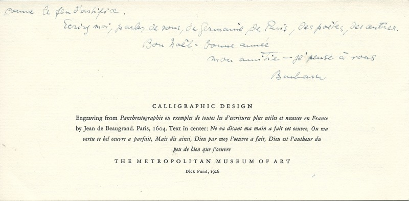 Lettre de Barbara Church à Jean Paulhan (7 décembre 1958)