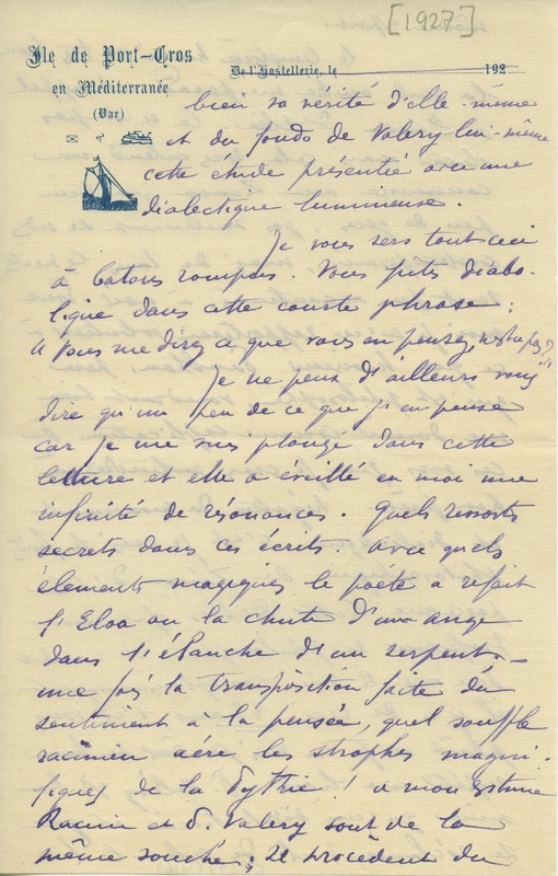Lettre de Claude Balyne à Jean Paulhan, 1927-11-25 Lettre de Claude Balyne à Jean Paulhan, 1927-11-25