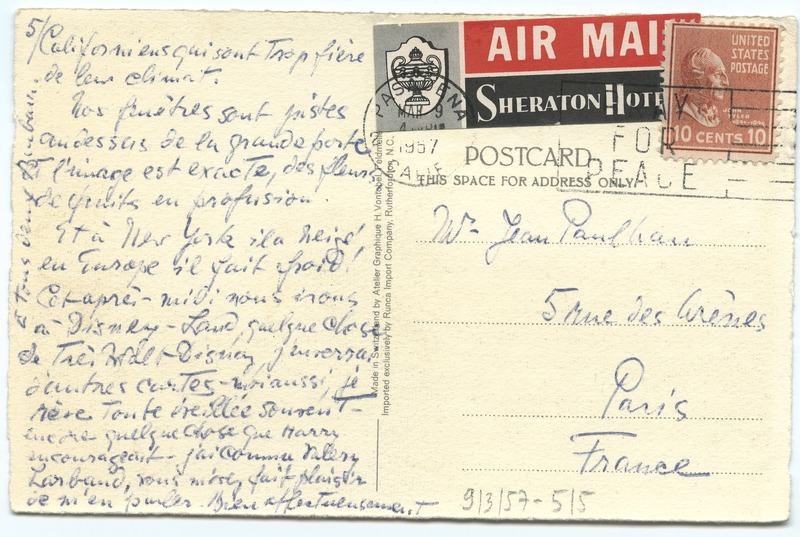 Lettre de Barbara Church à Jean Paulhan (9 mars 1957)