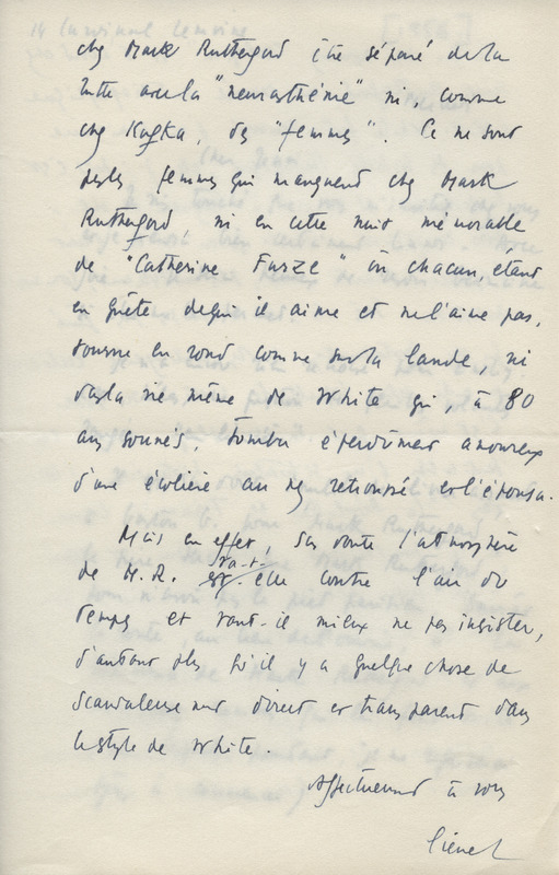 Lettre de Pierre Leyris à Jean Paulhan, 1956 Lettre de Pierre Leyris à Jean Paulhan, 1956