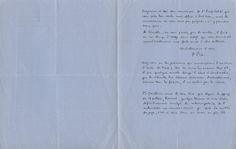 Lettre de Pascal Pia à Jean Paulhan, 1929-09-11 Lettre de Pascal Pia à Jean Paulhan, 1929-09-11