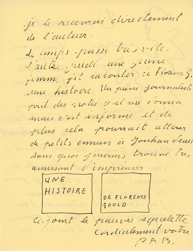 Lettre de Pierre-André Benoit à Jean Paulhan, 1950