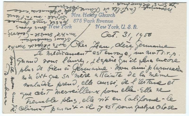 Lettre de Barbara Church à Jean Paulhan (31 octobre 1950)