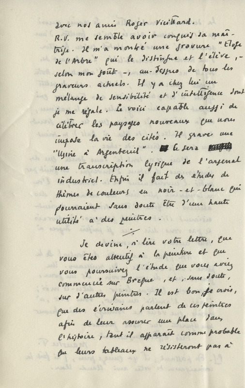 Lettre de Maurice Toesca à Jean Paulhan, 1952-09-14