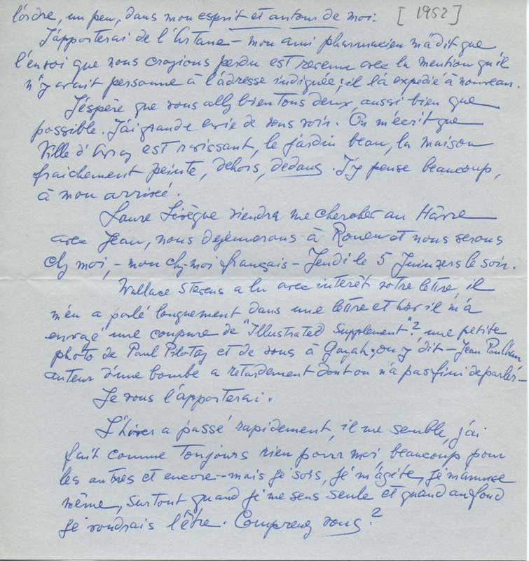 Lettre de Barbara Church à Jean Paulhan (25 mai 1952) Lettre de Barbara Church à Jean Paulhan (25 mai 1952)