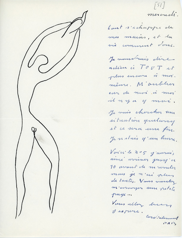 Lettre de Pierre-André Benoit à Jean Paulhan, 1951