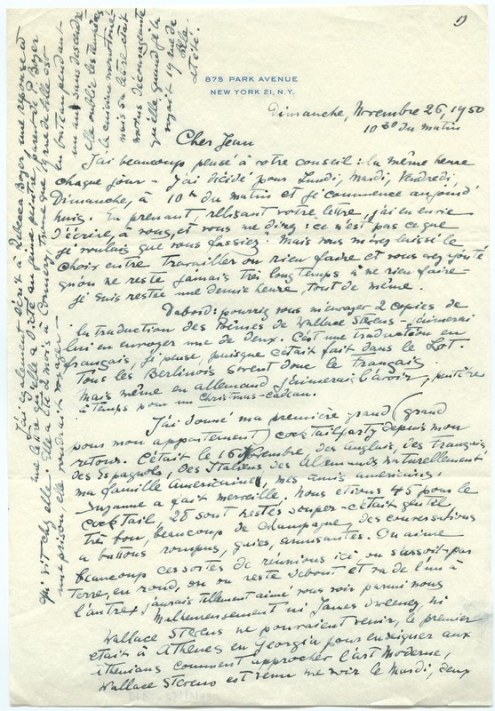Lettre de Barbara Church à Jean Paulhan (26 novembre 1950)
