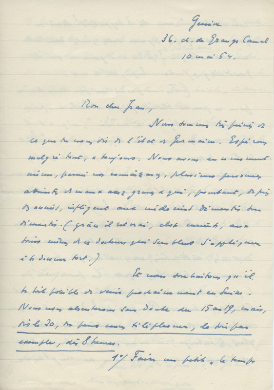 Lettre de Léon Bopp à Jean Paulhan, 1954-05-10