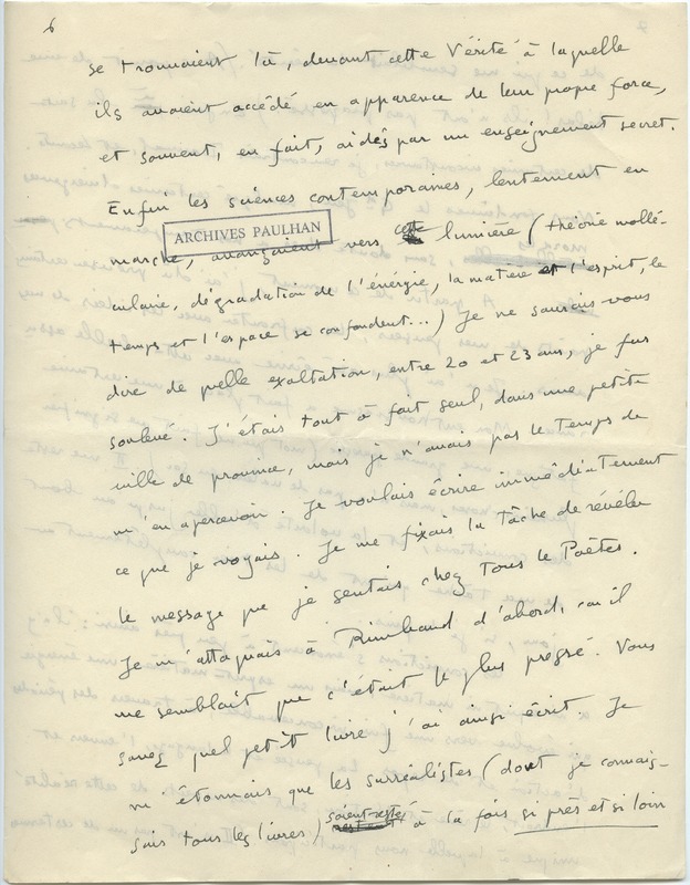 Lettre d'André Rolland de Renéville à Jean Paulhan, 1931-12-12 Lettre d'André Rolland de Renéville à Jean Paulhan, 1931-12-12