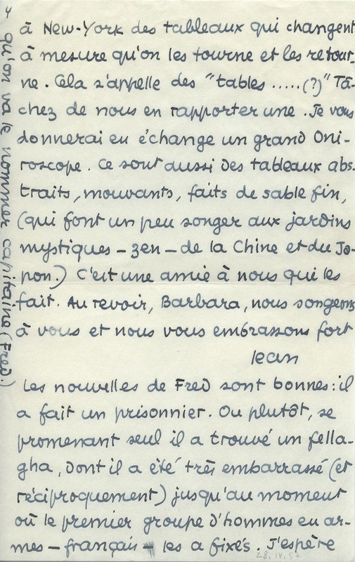 Lettre de Jean Paulhan à Barbara Church (28 avril 1957)