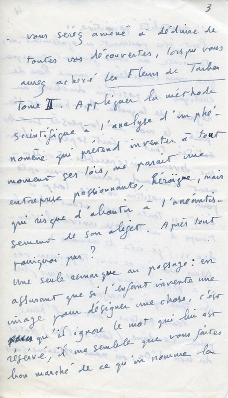 Lettre d'André Rolland de Renéville à Jean Paulhan, 1951-09-19