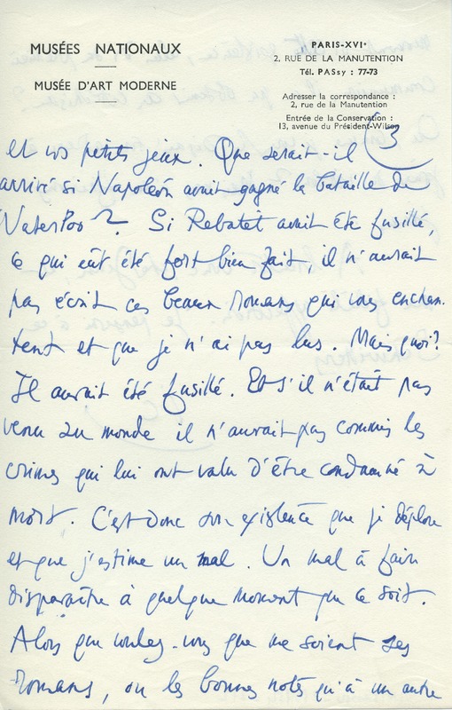 Lettre de Jean Cassou à Jean Paulhan, 1954-05-02