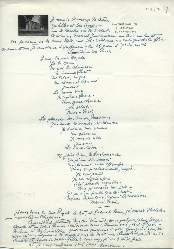 Lettre de Barbara Church à Jean Paulhan (27 juin 1957)