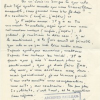 Lettre de Marcel Arland à Jean Paulhan, 1957