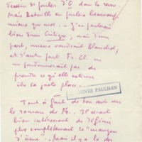 Lettre de Marcel Arland à Jean Paulhan, 1954