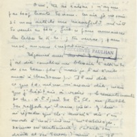 Lettre de Marcel Arland à Jean Paulhan, 1954
