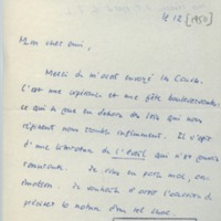 Lettre de Georges Lambrichs à Jean Paulhan, 1950