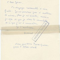 Lettre de Marcel Arland à Jean Paulhan, 1957