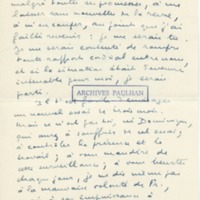 Lettre de Marcel Arland à Jean Paulhan, 1957