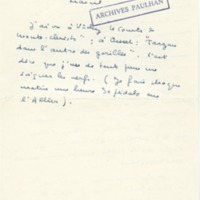 Lettre de Marcel Arland à Jean Paulhan, 1954