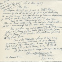 Lettre de Barbara Church à Jean Paulhan (2 juin 1957)