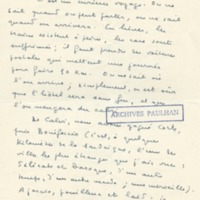 Lettre de Marcel Arland à Jean Paulhan, 1955