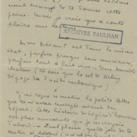 Lettre de Marcel Arland à Jean Paulhan, 1933