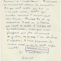 Lettre de Marcel Arland à Jean Paulhan, 1956
