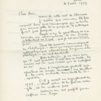 Lettre de Blaise Allan à Jean Paulhan, 1957-08-08