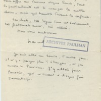 Lettre de Marcel Arland à Jean Paulhan, 1933