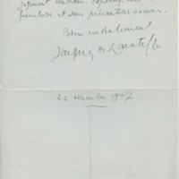 Lettre de Jacques de Lacretelle à Jean Paulhan (22 décembre 1927)