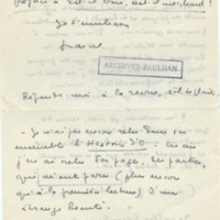 Lettre de Marcel Arland à Jean Paulhan, 1954
