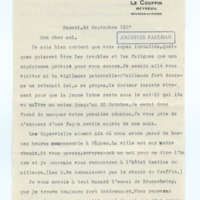 Lettre de Ramon Fernandez à Jean Paulhan (24 septembre 1927)