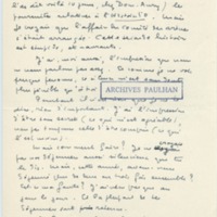 Lettre de Marcel Arland à Jean Paulhan, 1957