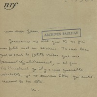 Lettre de Marcel Arland à Jean Paulhan, 1932